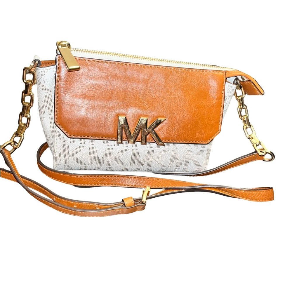 Michael Kors Brown and White Crossbody Bag